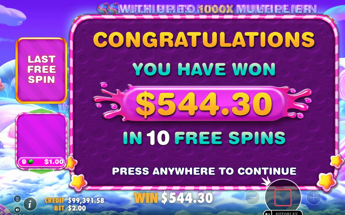 A cascade win counted and added to the spin total