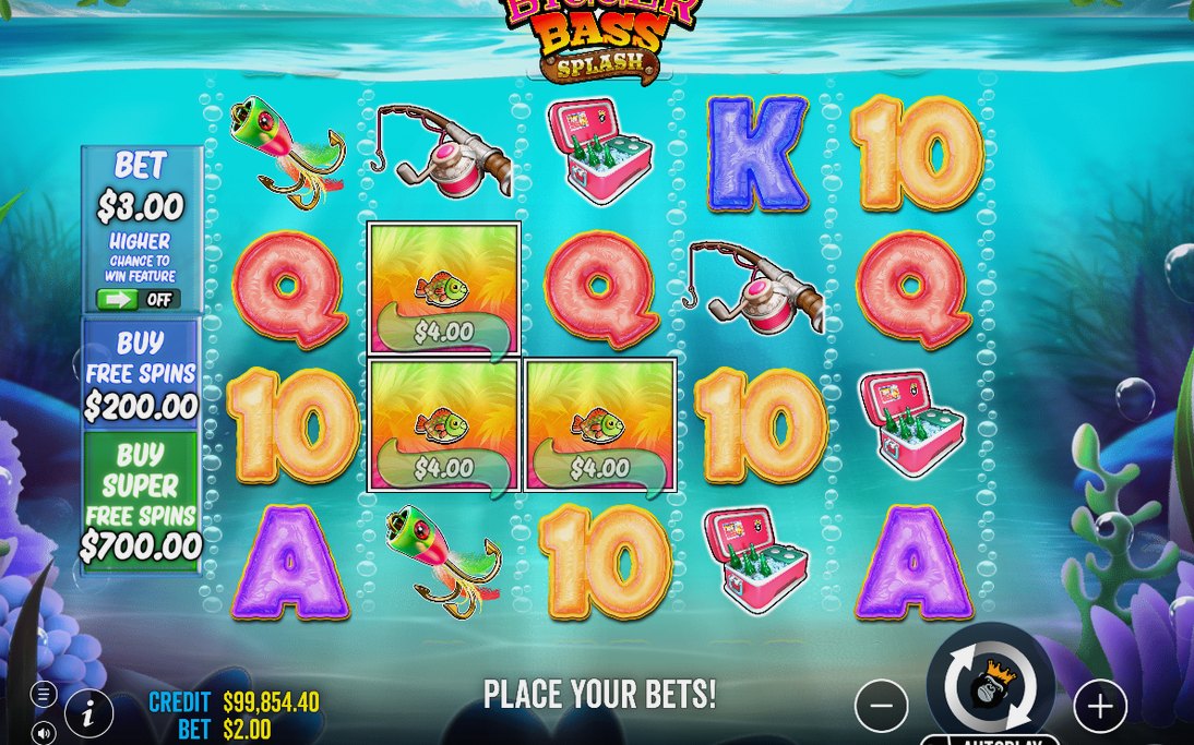 Bigger Bass Splash win screen showing the total stake multiple
