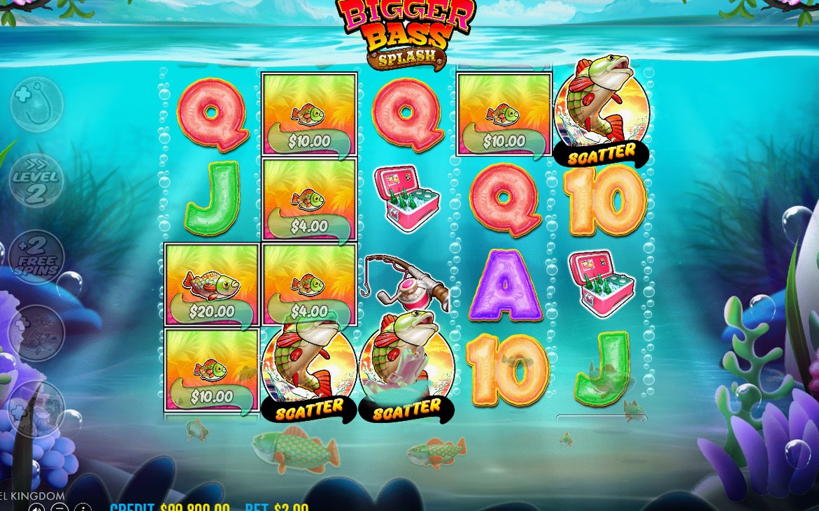Bigger Bass Splash free spins with the fisherman wild collecting