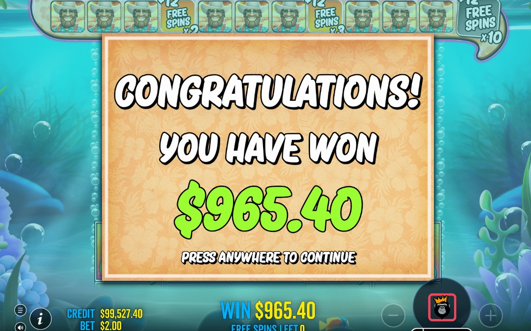 A rounded win tally after the cash fish were collected