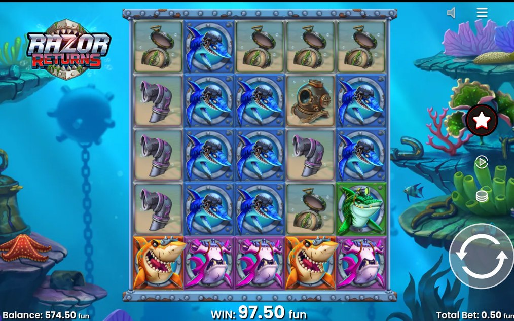 A full line of sharks landing a 1000x hit